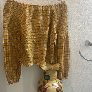 Over the Shoulder yellow colour checks patter top